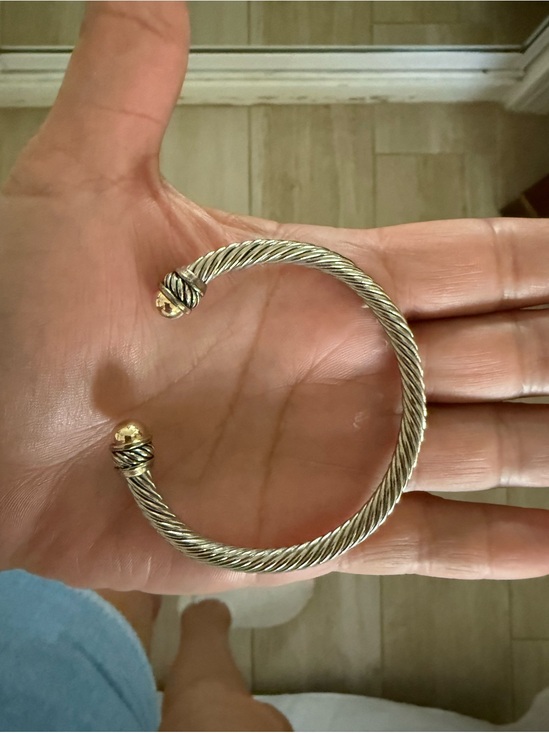 Jewelry - Twisted Cable Cuff Bracelet in Silver with Gold Accents